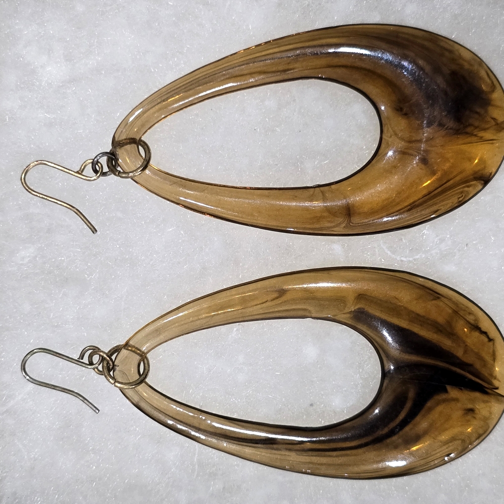 Brown Swirl Teardrop Earrings
